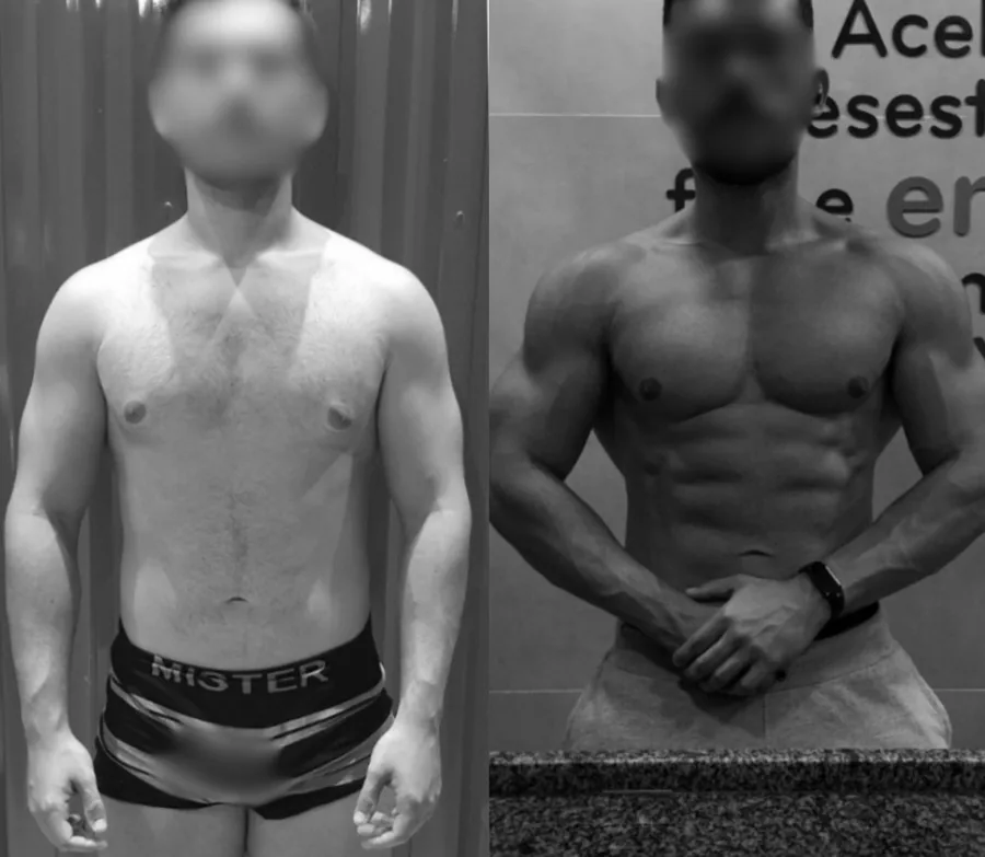 Transformação de aluno — antes e depois
