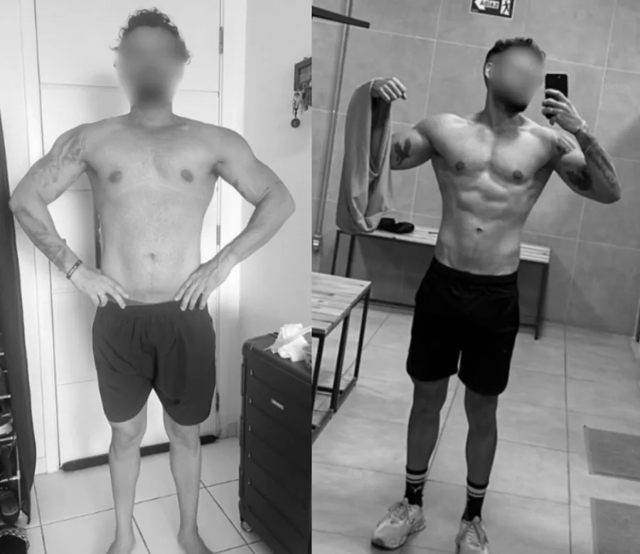 Transformação de aluno — antes e depois